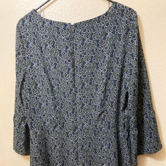 Banana Republic Women's Green/Black Abstract Floral Pattern Midi Dress Size 12 - Picture 2 of 6